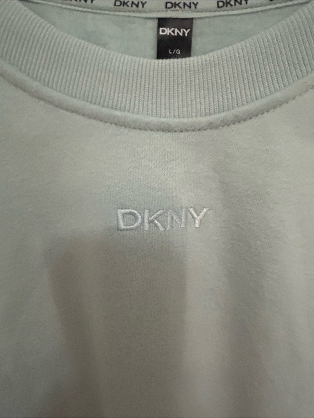 DKNY Men's Pale Mint Crewneck Sweatshirt with Tonal Logo